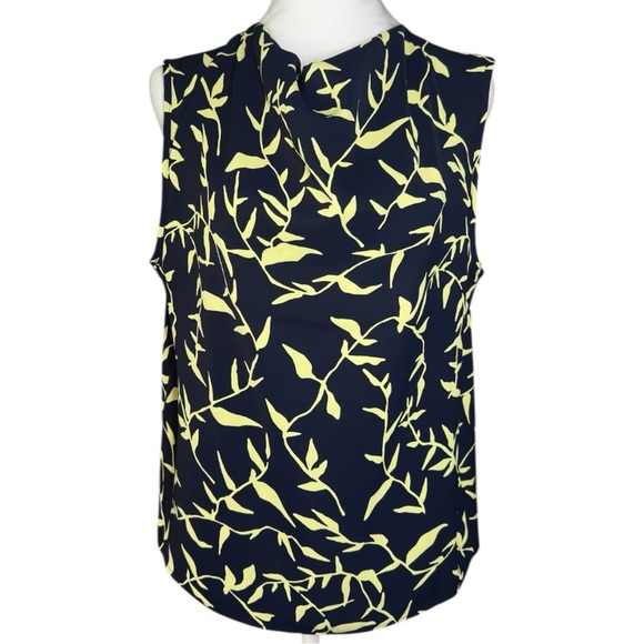 Calvin Klein Yellow and Black Blouse with High Neckline MSRP $79.00 - Picture 1 of 5